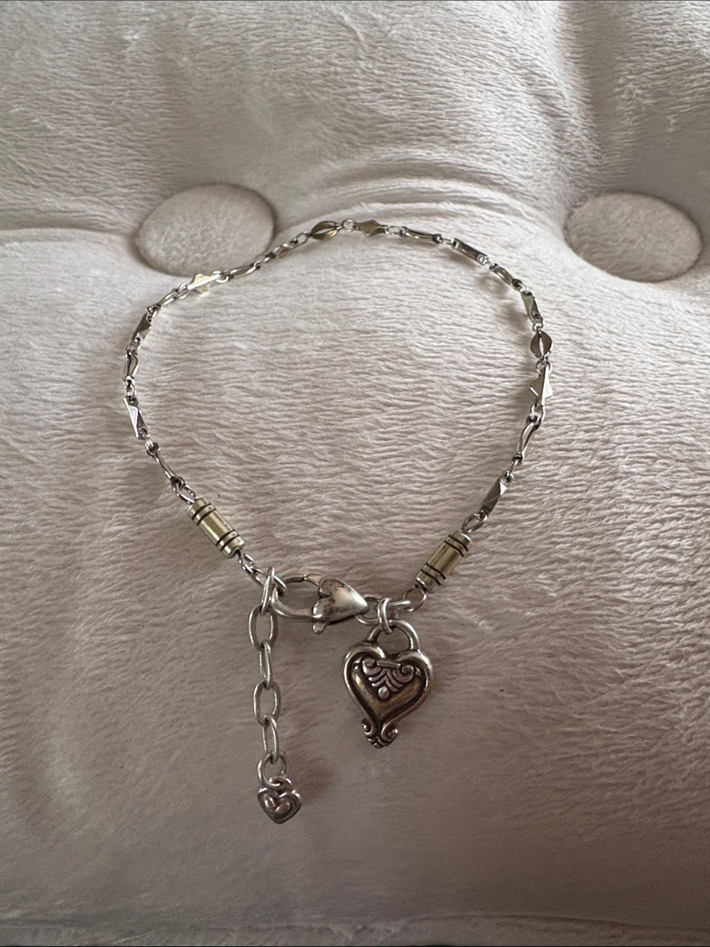 Brighton Silver-Tone Heart Charm Necklace with Accent Beads